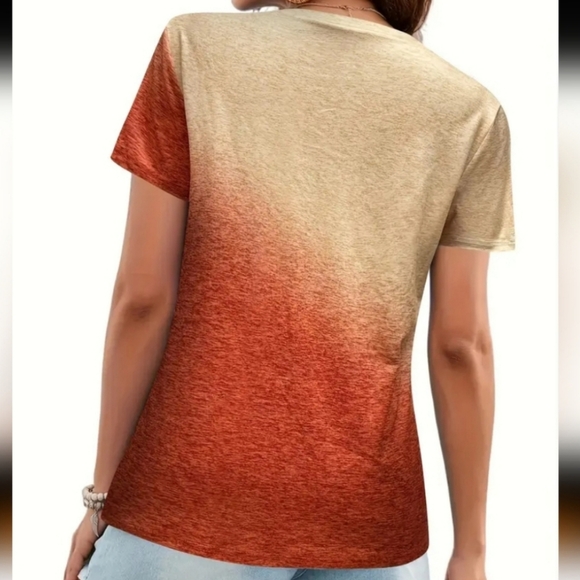 NWT "Blessed" Faith Ombre gold- orange cross heart t-shirt super soft - Picture 3 of 7